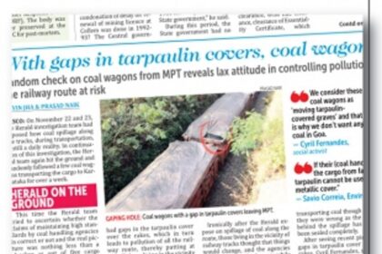 With gaps in tarpaulin covers, coal wagons leave Goa