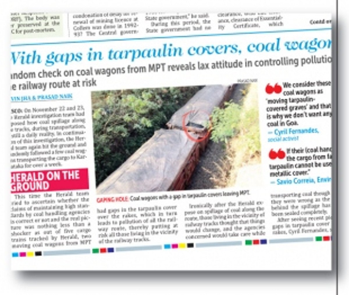 With gaps in tarpaulin covers, coal wagons leave Goa