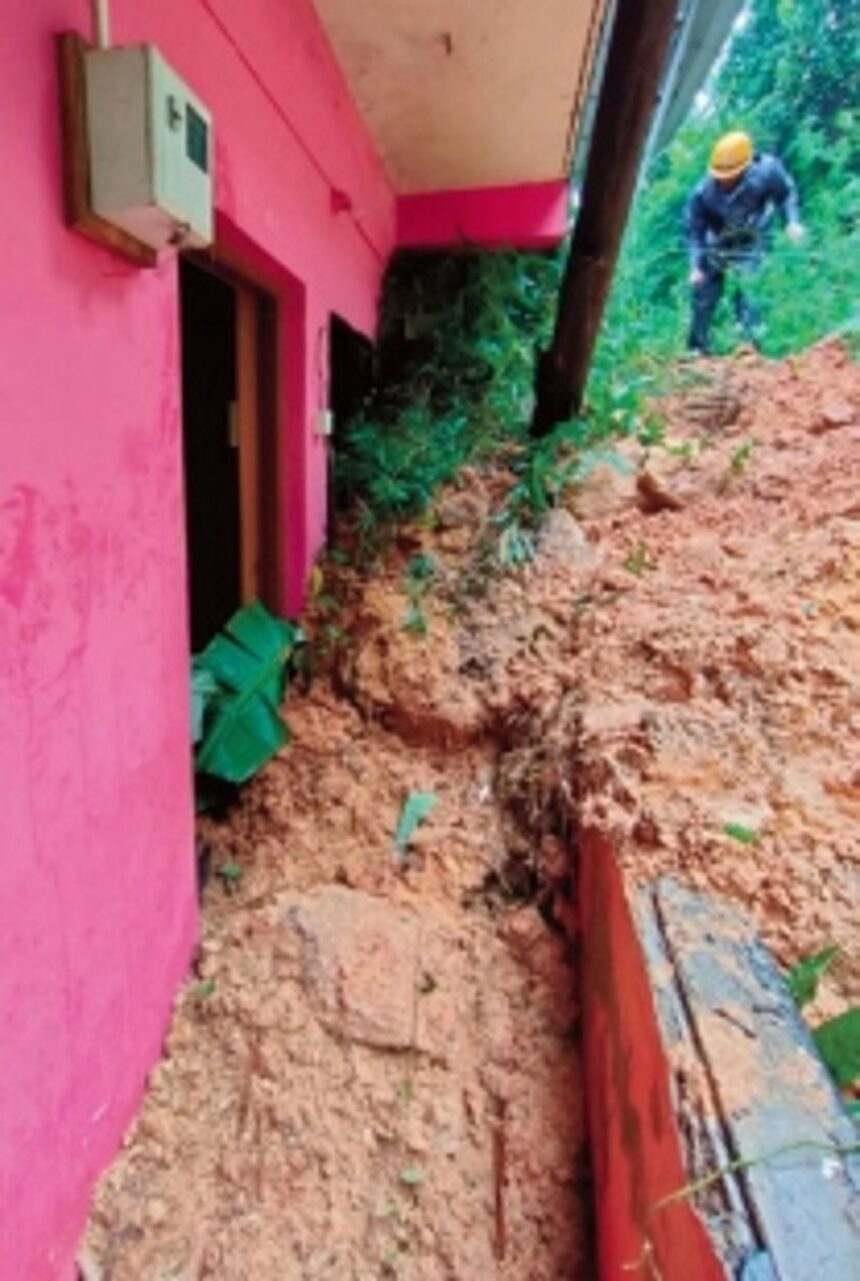 Woman and child trapped by landslide in Curchorem, rescued by house owner