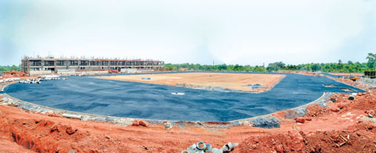 Work in progress on the track at Bambolim