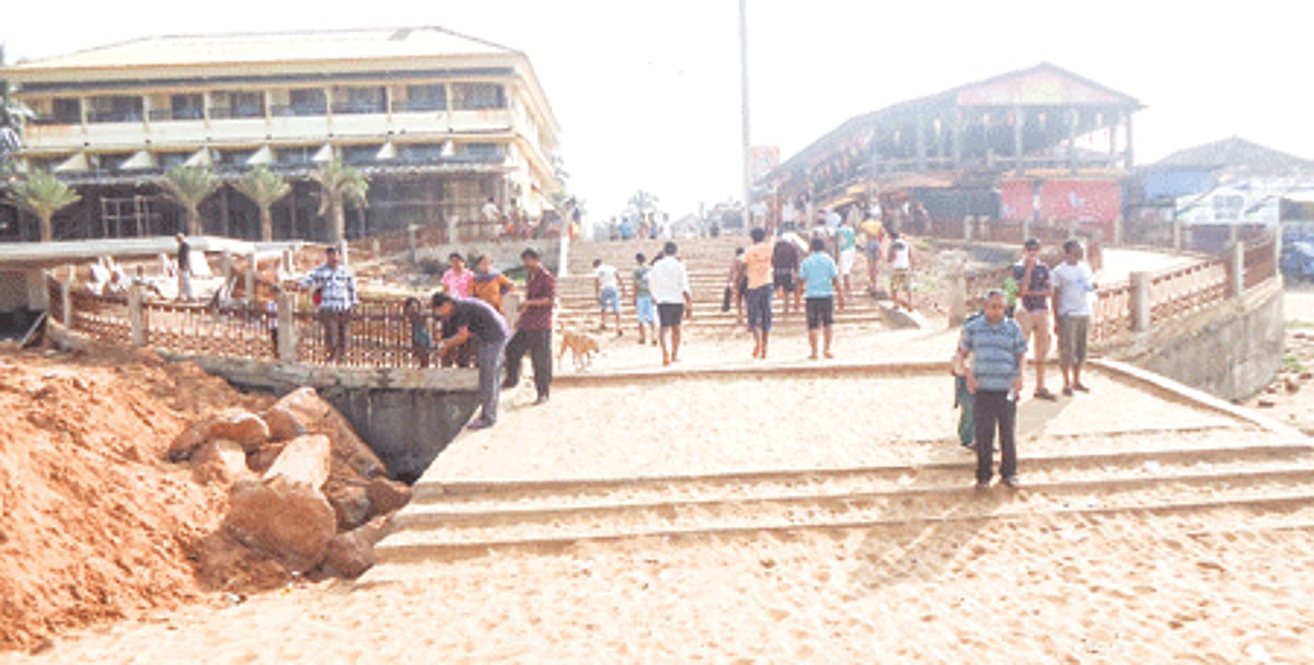 Work on the beach promenade project at Calangute is yet to be completed, even though one year has passed since the work began.