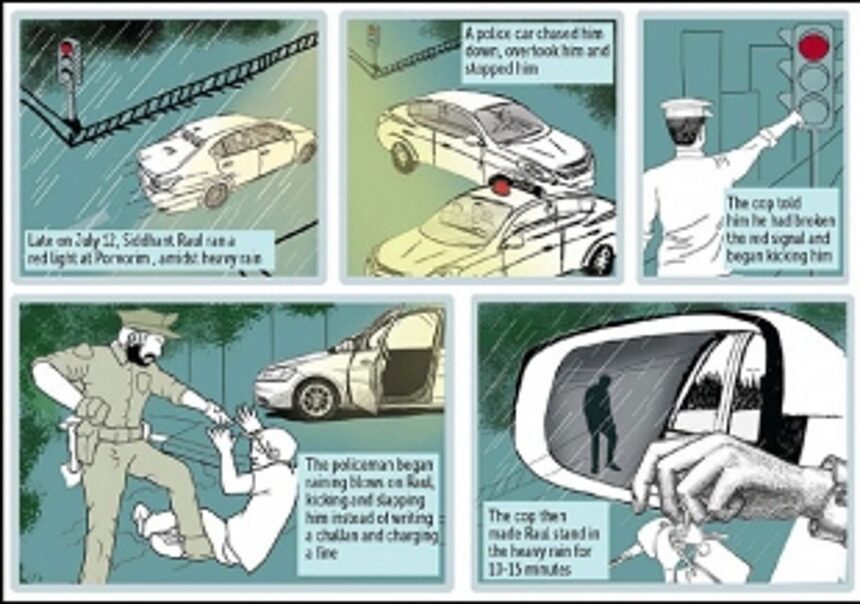Young man’s complaint: Beaten kicked and slapped by rogue cops for traffic violation, names DySP Nerlon Albuquerque as his midnight assaulter
