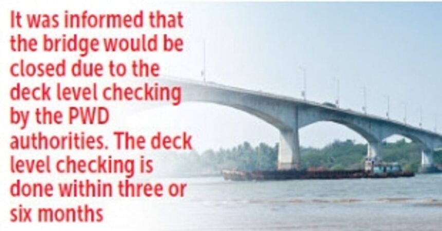 Zuari Bridge closed for 3 hours today 1 Zuari Bridge closed for 3 hours today