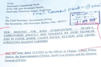 ‘Assaulted’ by Valpoi cops, Pissurlem farmer knocks on Chief Secretary’s door for justice