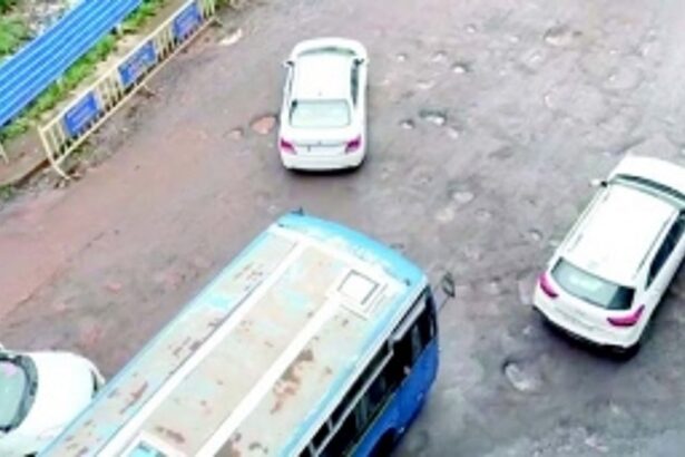 ‘Craters’ resurface on KTC terminus exit road in Panjim