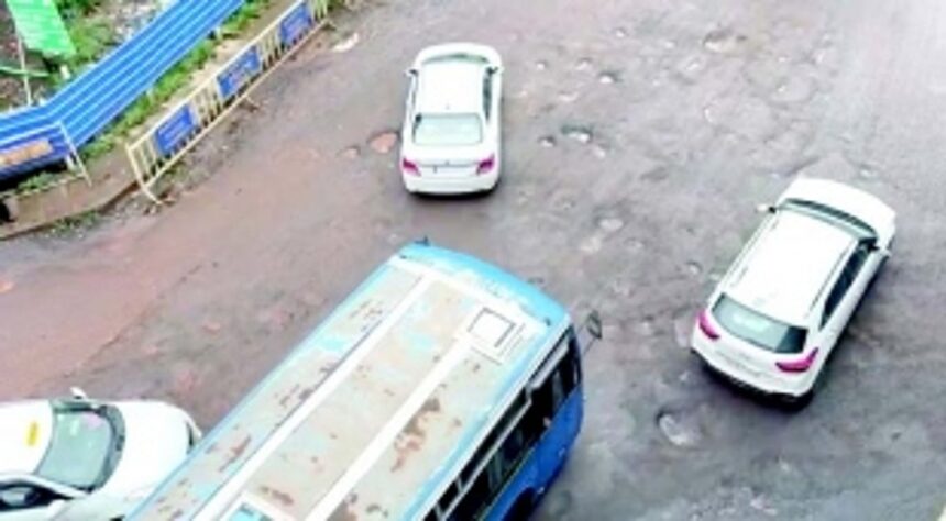 ‘Craters’ resurface on KTC terminus exit road in Panjim