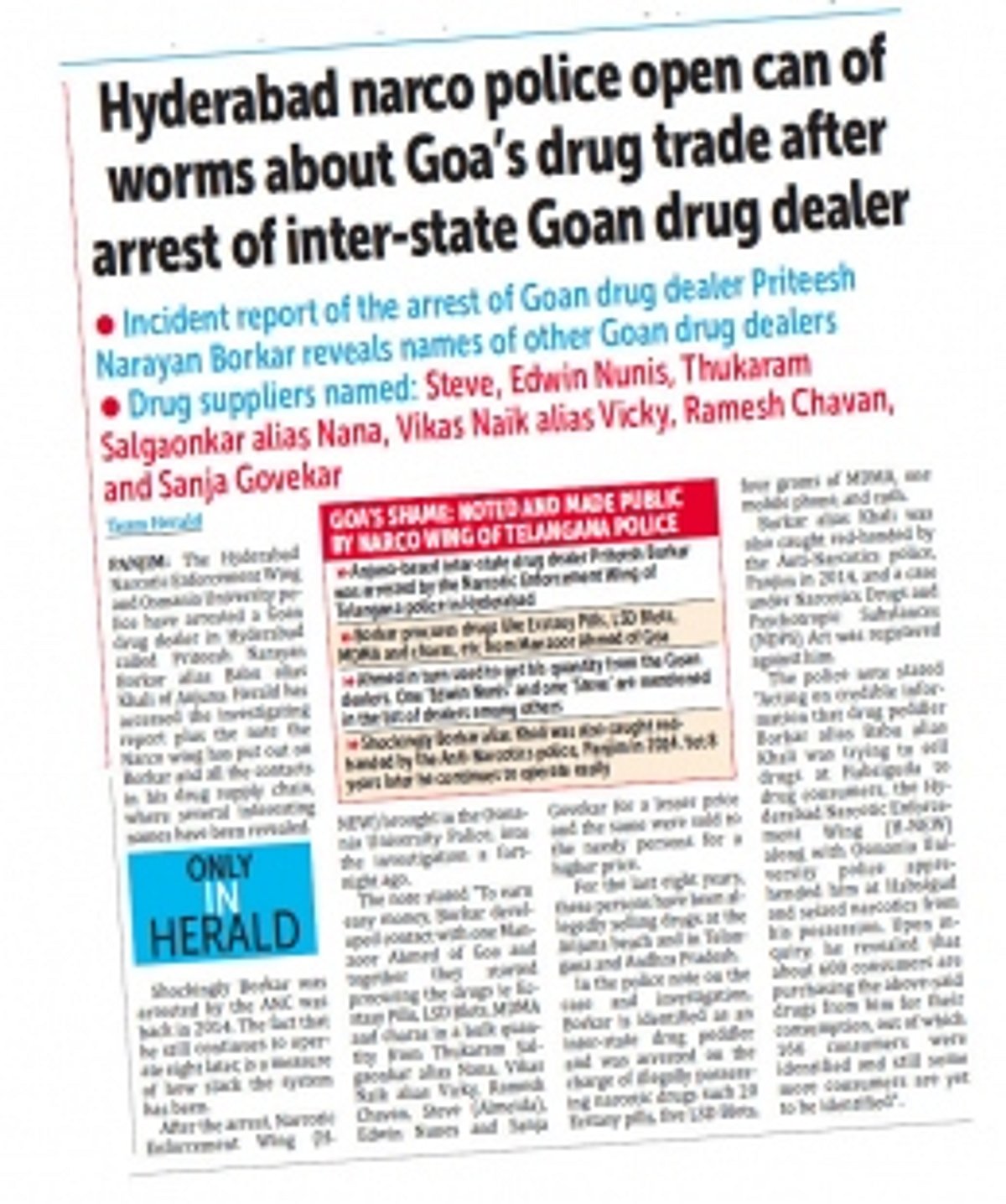 ‘Don’t have any idea about these drug dealers’; Goa Police clueless on Telangana Police’s findings
