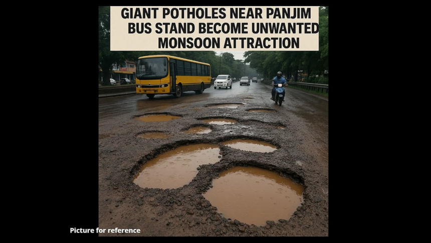 ‘KTC Valley View’: Giant Potholes Near Panjim Bus Stand Become Unwanted Monsoon Attraction 1 ‘KTC Valley View’: Giant Potholes Near Panjim Bus Stand Become Unwanted Monsoon Attraction
