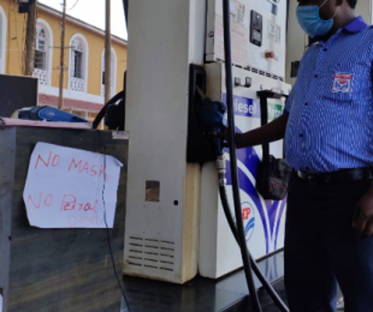 ‘No Mask No Fuel’ protocol  at IOCL petrol pumps