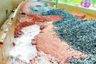 ‘Waterfall’ from under construction service road at Kerya puzzles commuters