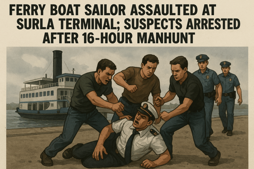 Ferry Boat Sailor Assaulted at Surla Terminal; Suspects Arrested After 16-Hour Manhunt 1 20251004 1035 Ferry Terminal Arrest simple compose 01k6pspjakfpdtcxge5dwjnjzb