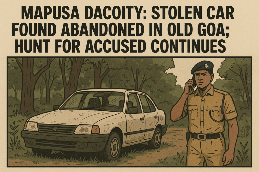 Mapusa Dacoity: Stolen Car Found Abandoned in Old Goa; Hunt for Accused Continues 1 20251007 1358 Abandoned Car Found simple compose 01k6ywfhfgfbnsw9bz5p07bges
