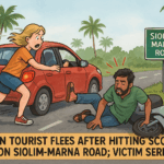 20251008 1128 Tourist Accident Escape simple compose 01k716avb6fmvtwa6ms3jnqh4k