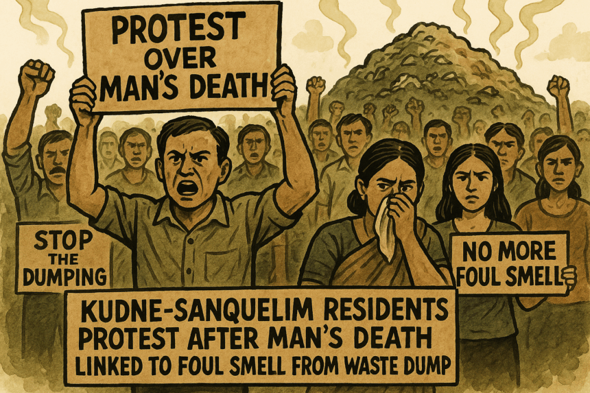 Kudne-Sanquelim Residents Protest After Man’s Death Linked to Foul Smell from Waste Dump 1 20251016 1427 Protest Over Waste Smell simple compose 01k7p3pexcerwvzzyjp1f6sxya