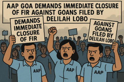 20251023 1233 Goa AAP Protest Scene simple compose 01k87xzkp6ex7tcjfxedk33a5b
