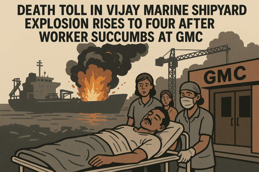 Death Toll in Vijay Marine Shipyard Explosion Rises to Four After Worker Succumbs at GMC 1 20251024 1511 Shipyard Explosion Aftermath simple compose 01k8asdrt3ex9vnemkq0yas7yz
