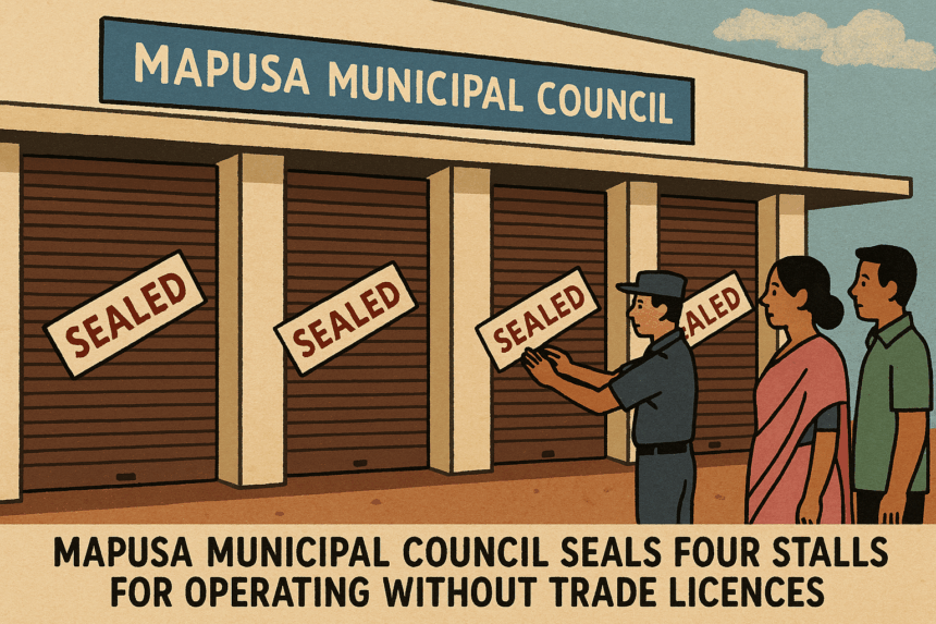 Mapusa Municipal Council Seals Four Stalls for Operating Without Trade Licences 1 20251025 1141 Mapusa Stalls Sealed simple compose 01k8czsp5yfjbaek3m6ksnm1jn