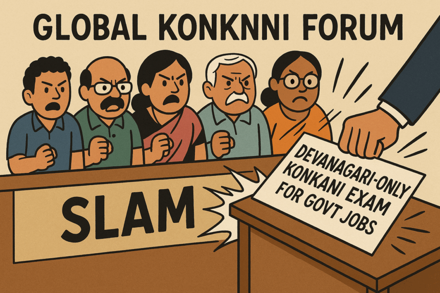 Global Konknni Forum Slams Devanagari-Only Konkani Exam for Govt Jobs in Goa 1 20251028 0903 Konkani Script Controversy simple compose 01k8mdy16ce4pvzy0ewtnbhr82