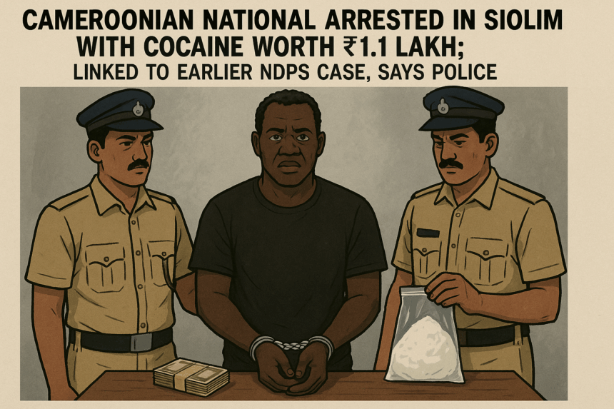 Cameroonian National Arrested in Siolim with Cocaine Worth ₹1.1 Lakh; Linked to Earlier NDPS Case, Says Police 1 20251029 1113 Cocaine Bust in Siolim simple compose 01k8q7t1q3faqt33pc18r7zmgt 1