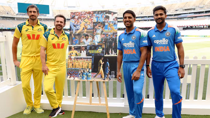 India’s national cricket team unveiled a new ODI jersey with Apollo Tyres as the lead sponsor ahead of the Australia series 1 mitchell starc travis head dhruv jurel nitish kumar reddy 175010507