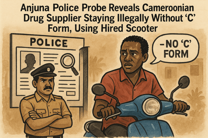 Anjuna Police Probe Reveals Cameroonian Drug Supplier Staying Illegally Without ‘C’ Form, Using Hired Scooter 1 20251101 1008 Scooter and Illegal Stay simple compose 01k8yv913afq7af56wb0vb4fnq