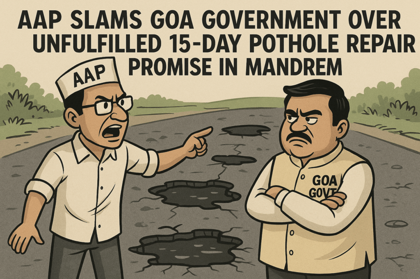 AAP Slams Goa Government Over Unfulfilled 15-Day Pothole Repair Promise in Mandrem 1 20251101 1207 Mandrem Pothole Protest simple compose 01k8z23wprfpcv7zzt3m5rttam