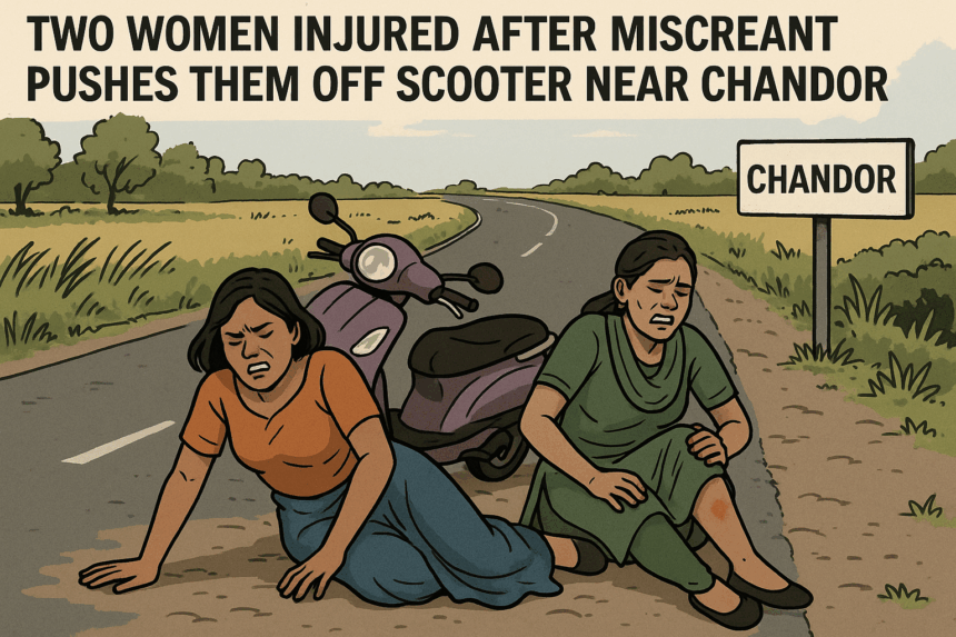 Two Women Injured After Miscreant Pushes Them Off Scooter Near Chandor; Police Probe Underway 1 20251104 1211 Scooter Mishap Near Chandor simple compose 01k96sf8nnf4h9c3f49aph0fyf