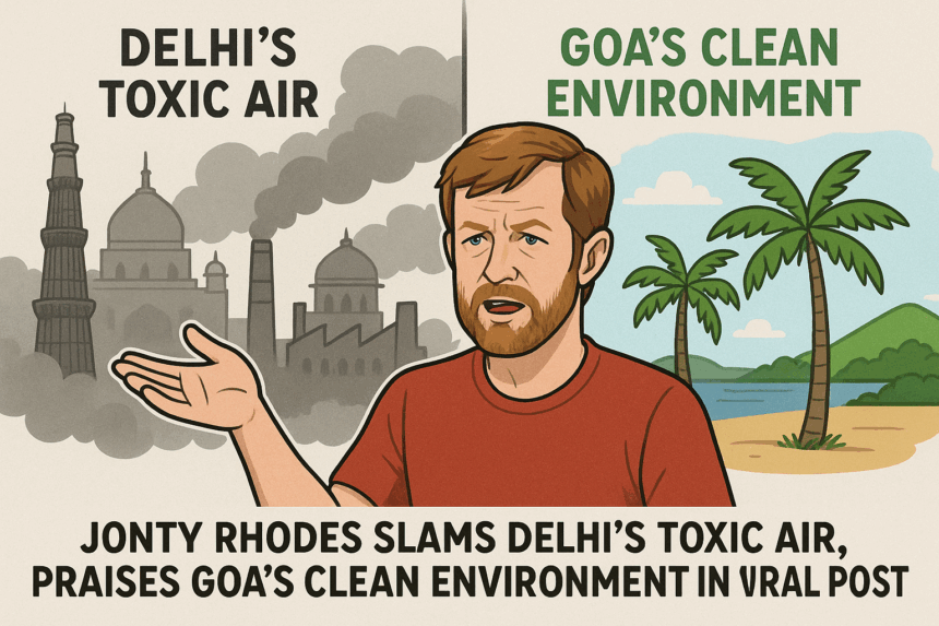 Jonty Rhodes Slams Delhi’s Toxic Air, Praises Goa’s Clean Environment in Viral Post 1 20251111 1253 Rhodes Air Quality Contrast simple compose 01k9rwp32rfsqa6kt8qm7ae2kw