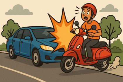 20251201 1436 Car Hits Scooter simple compose 01kbcjhfd3fqta5knv1dfm5df3
