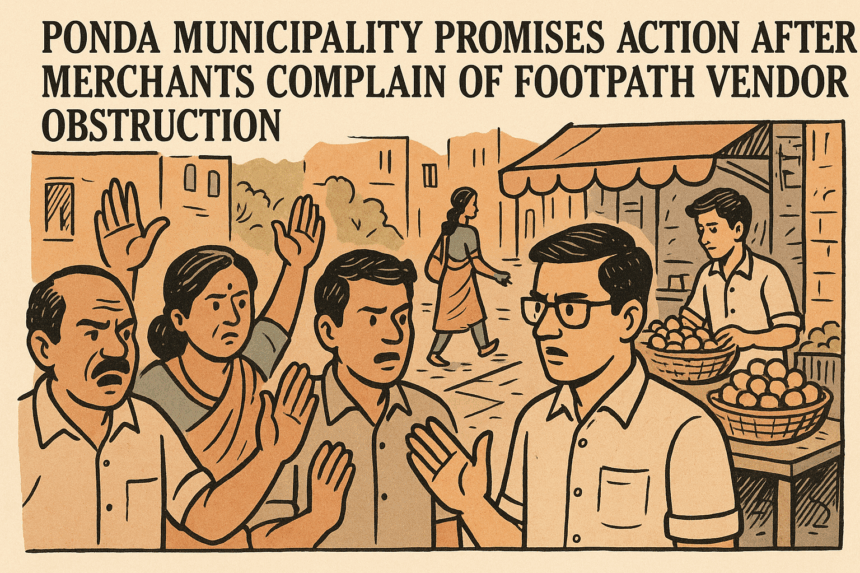 Ponda Municipality Promises Action After Merchants Complain of Footpath Vendor Obstruction 1 20251201 1450 Footpath Vendor Obstruction simple compose 01kbck9h8yf0wthhgfnev9k6ft