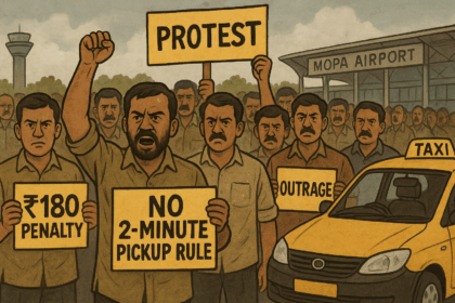 20251203 1551 Taxi Protest at Airport simple compose 01kbhvjr8bedea4qqsaq14j85s