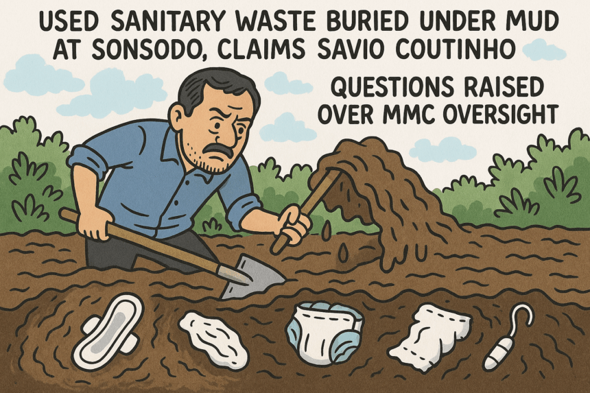 Used Sanitary Waste Buried Under Mud at Sonsodo, Claims Savio Coutinho; Questions Raised Over MMC Oversight 1 20251204 1457 Sanitary Waste Controversy simple compose 01kbmawx7behfrwzfpkjnmykh5