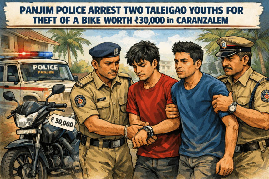Panjim Police Arrest Two Taleigao Youths for Theft Of A Bike Worth ₹30,000 in Caranzalem 1 20251224 1012 Panjim Bike Theft Arrest simple compose 01kd7am8rfe6jbcqts2g68ceqa