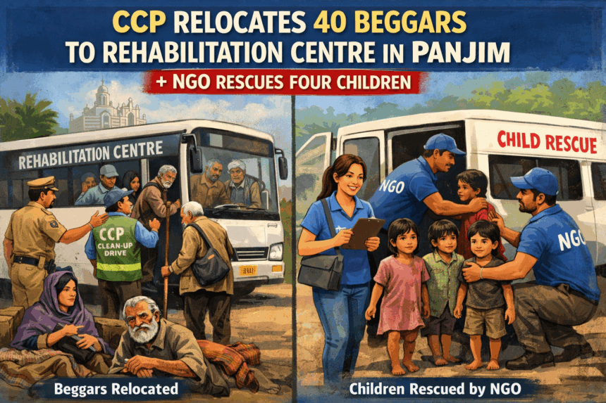CCP Relocates 40 Beggars to Rehabilitation Centre in Panjim Cleanliness Drive; NGO Rescues Four Children 1 20251224 1222 Beggars Relocation Drive simple compose 01kd7j2hmyffn9c92j152m6s1p