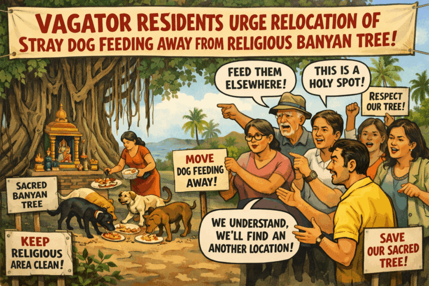 Vagator Residents Urge Relocation of Stray Dog Feeding Away From Religious Banyan Tree 1 20251229 1052 Relocate Stray Dog Feeding simple compose 01kdm8xghcex7r2vw6xnmxbcqw