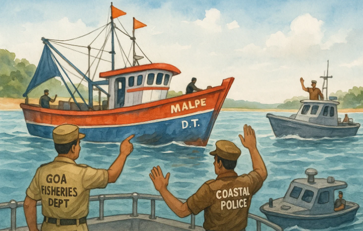 Malpe Trawler Detained for Alleged Illegal Fishing Off Calangute Coast; Goa Fisheries Dept & Coastal Police Intervene 1 Screenshot 2025 12 06 102240