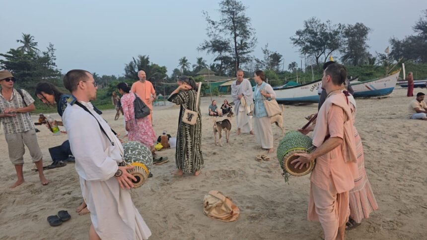 Spiritual chants echo at Arambol Beach as tourists perform bhajans 1 WhatsApp Image 2025 12 27 at 5.12.32 PM 1