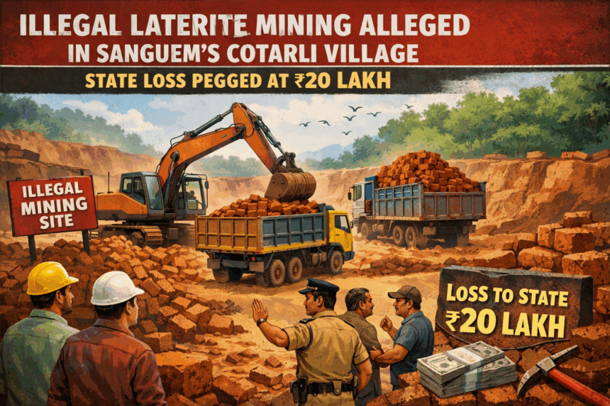 Illegal Laterite Mining Alleged in Sanguem’s Cotarli Village; State Loss Pegged at ₹20 Lakh 1 20260105 1155 Cotarli Village Mining Issue simple compose 01ke6d9mcmfq8ajvb150r8vf0y