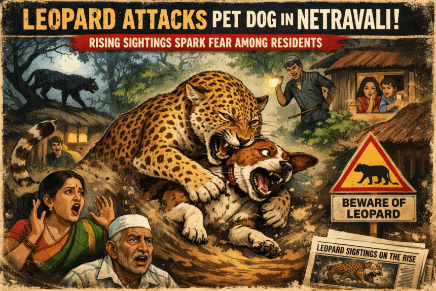 Leopard Attacks Pet Dog in Netravali; Rising Sightings Spark Fear Among Residents 1 20260105 1447 Leopard Encounter in Netravali simple compose 01ke6q3v7meh187er37rvxbp8q