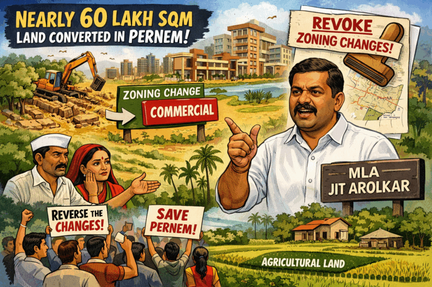 Nearly 60 Lakh Sqm of Land Converted in Pernem; MLA Jit Arolkar Seeks Reversal of Zoning Changes 1 20260107 1449 Zoning Change Reversal Sought simple compose 01kebw0jfbf78acb8rgpsad16v