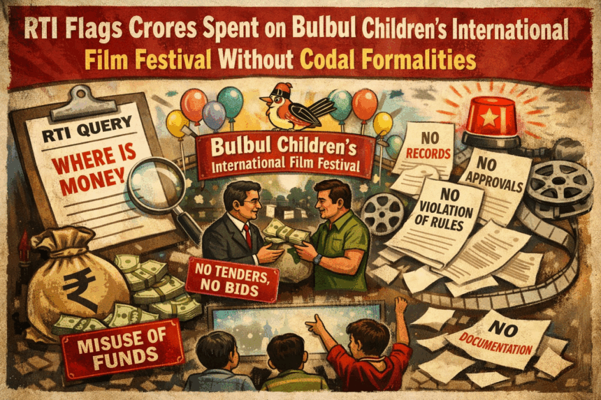 RTI Flags Crores Spent on Bulbul Children’s International Film Festival Without Codal Formalities 1 20260112 1509 Image Generation simple compose 01kers4t0de95ree8wp6xvgvcd