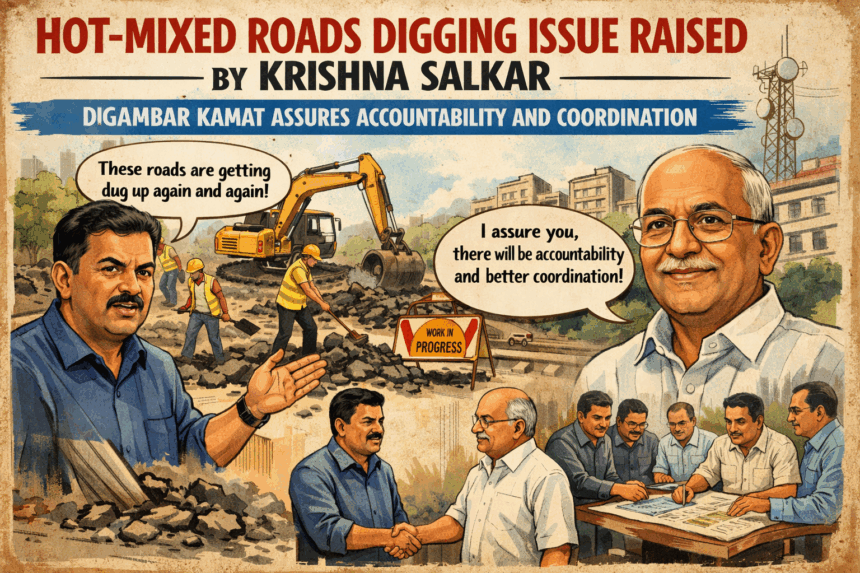 Hot-Mixed Roads Digging Issue Raised by Krishna Salkar; Digambar Kamat Assures Accountability and Coordination 1 20260114 1300 Image Generation simple compose 01kexpj11vee2r4cgywt6pya2b