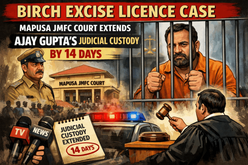 Birch Excise Licence Case: Mapusa JMFC Court Extends Ajay Gupta’s Judicial Custody by 14 Days 1 20260117 1532 Image Generation simple compose 01kf5pfmhaedbthva3znr55ed2