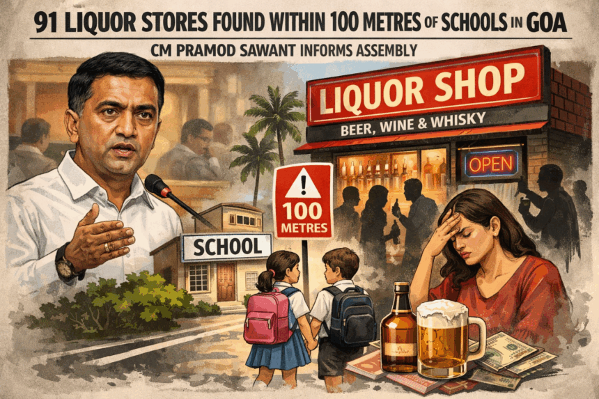 91 Liquor Stores Found Within 100 Metres of Schools in Goa, CM Pramod Sawant Informs Assembly 1 20260119 1421 Image Generation simple compose 01kfaq5dfnemxsvqc56dfwrd64