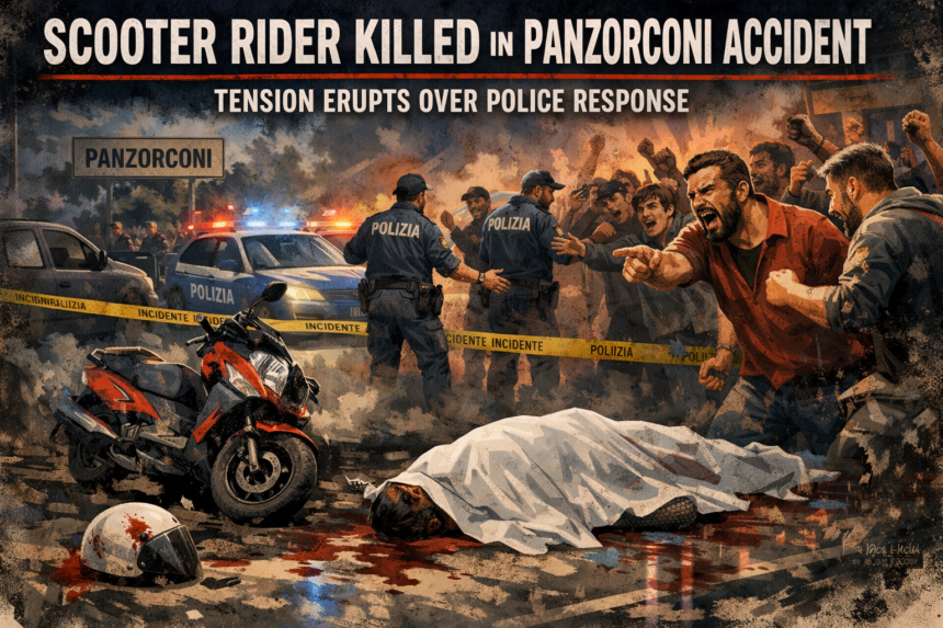 Scooter Rider Killed in Panzorconi Accident; Tension Erupts Over Police Response 1 20260128 1330 Image Generation simple compose 01kg1sw6vtfe59xv4xgm4b5h8s
