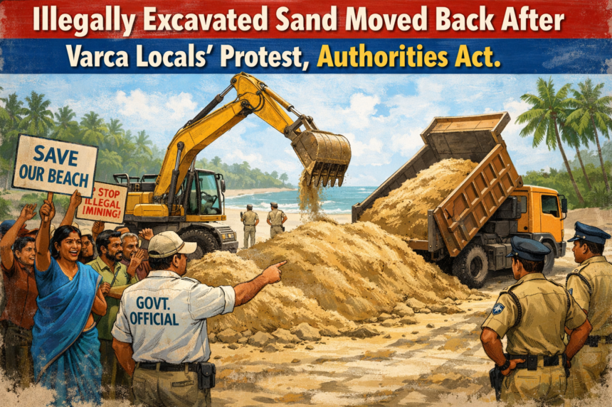 Illegally Excavated Sand Moved Back After Varca Locals’ Protest, Authorities Act 1 20260128 1527 Image Generation simple compose 01kg20j54cednrdhyekx4re5rx