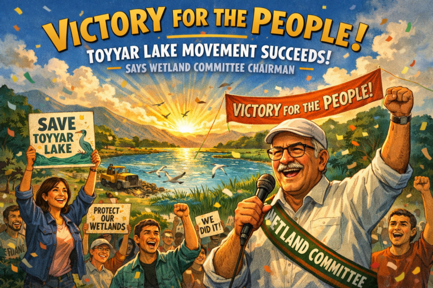 ‘Victory for the People’: Toyyar Lake Movement Succeeds, Says Wetland Committee Chairman 1 20260129 1007 Image Generation simple compose 01kg40mte2fqgrgcm864630qqg