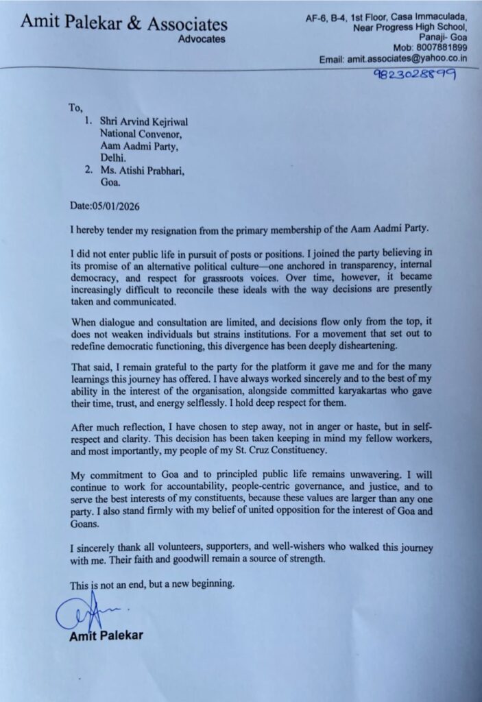 Palekar resigns from AAP amid party’s electoral setback in Zilla Panchayat polls 2 G95J2TvaEAA2NZS