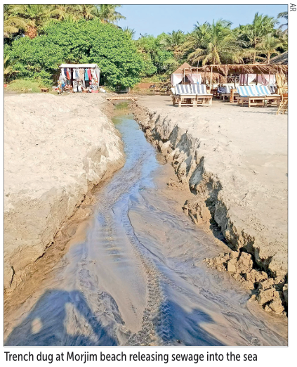 Sewage trench dug at Morjim turtle nesting beach 1 Screenshot 2026 01 09 080141