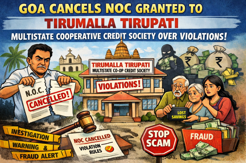 Goa Cancels NOC Granted to Tirumalla Tirupati Multistate Cooperative Credit Society Over Violations 1 20260203 1435 Image Generation simple compose 01kghbz2j6f2v82n36szjf4wkx